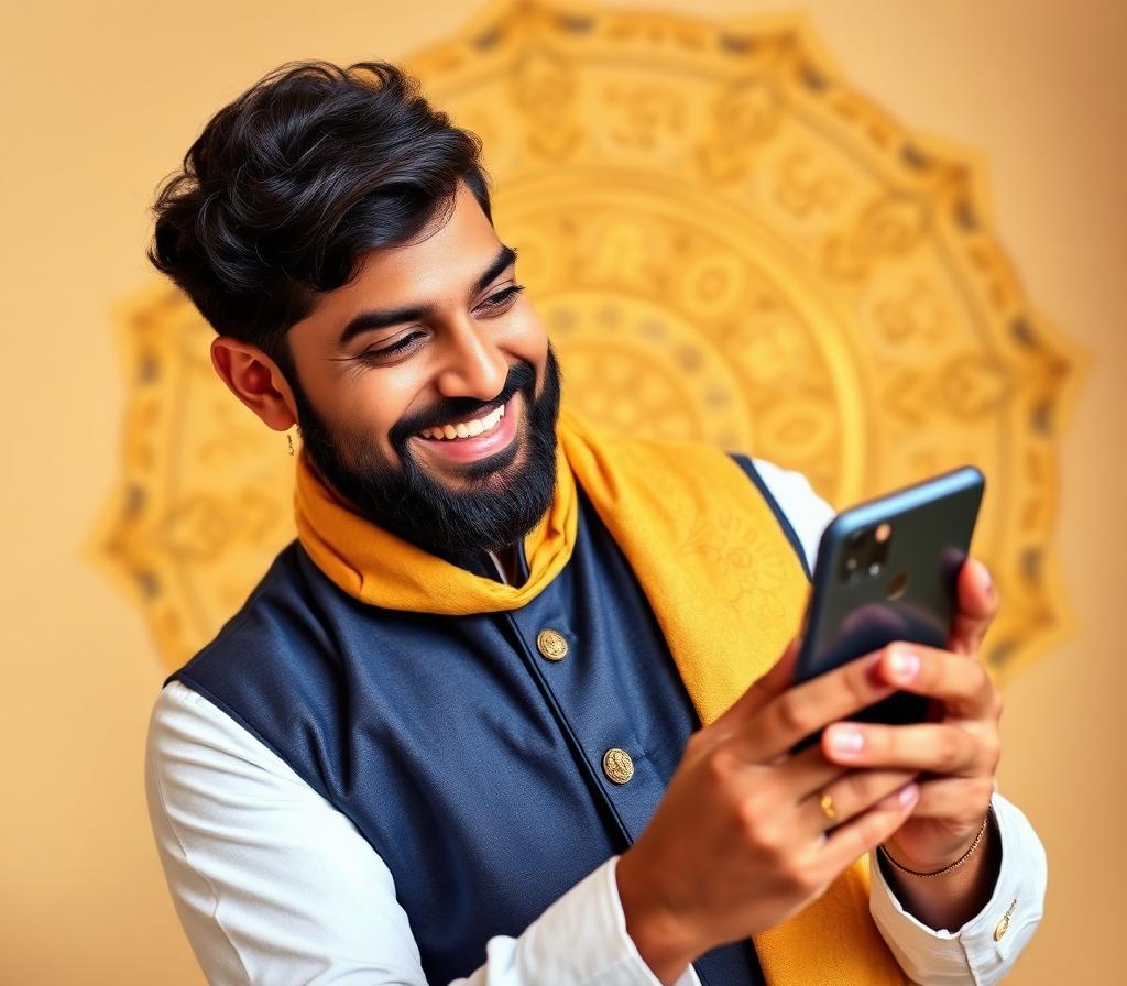 Astrologer using phone